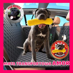 <span style="color: #ff0000;">Mata Transportowa Psia Miłość – AMOR</span> uniwersalna czarna, gruba z usztywnianym dnem