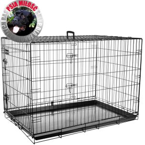 Flamingo Ebo Black – metalowa klatka dla psa L (56 × 92 × 64 cm)
