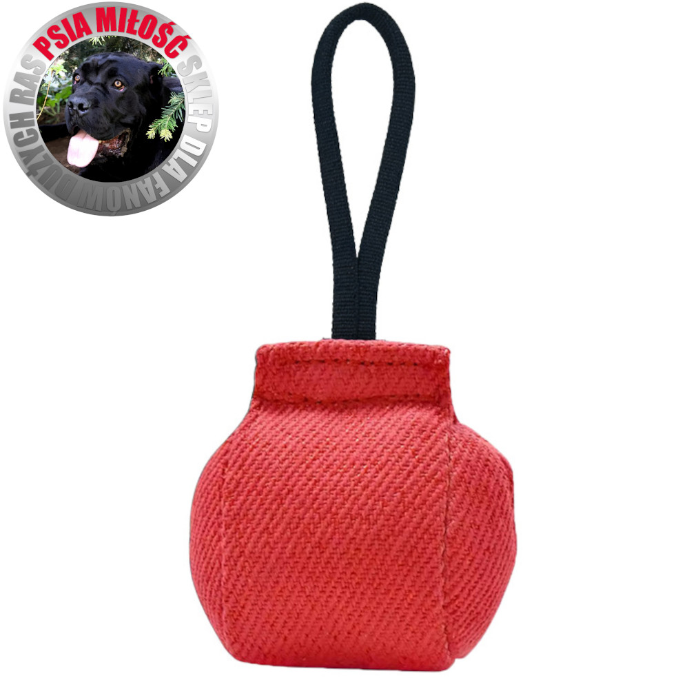 Gryzak – Piłka Psia Miłość HEKTOREK z nylcotu 13×13 cm z rączką 35 cm - 5 kolorów - obrazek 5