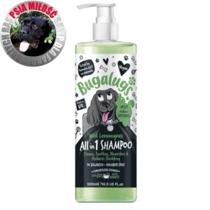 Bugalugs All in 1 Shampoo 500ml - szampon z odżywką dla psa, zmniejszający wypadanie sierści, koncentrat 1:10