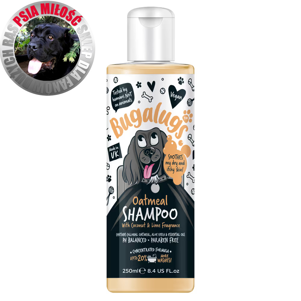 Bugalugs Oatmeal Shampoo - owsiany szampon dla psa łagodzący podrażnienia, koncentrat 1:10 - 250ml