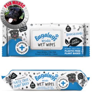 Bugalugs Wrinkle Wet Wipes 80szt. - chusteczki z chlorheksydyną do fałdów skórnych psa i kota