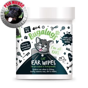 Bugalugs Cat Soothing Ear Wipes 100szt - biodegradowalne waciki do czyszczenia uszu kota