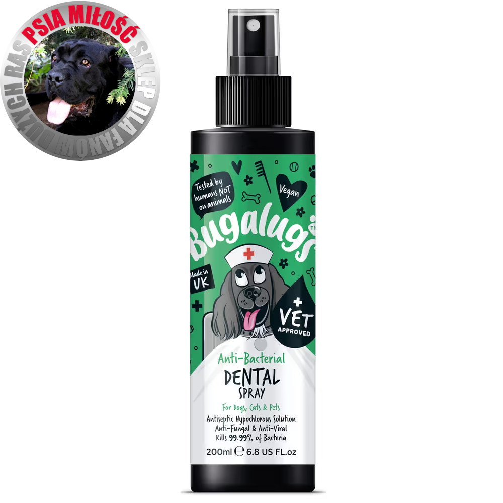 Bugalugs Anti-Bacterial Dental Spray 200ml - spray do higieny jamy ustnej psa i kota