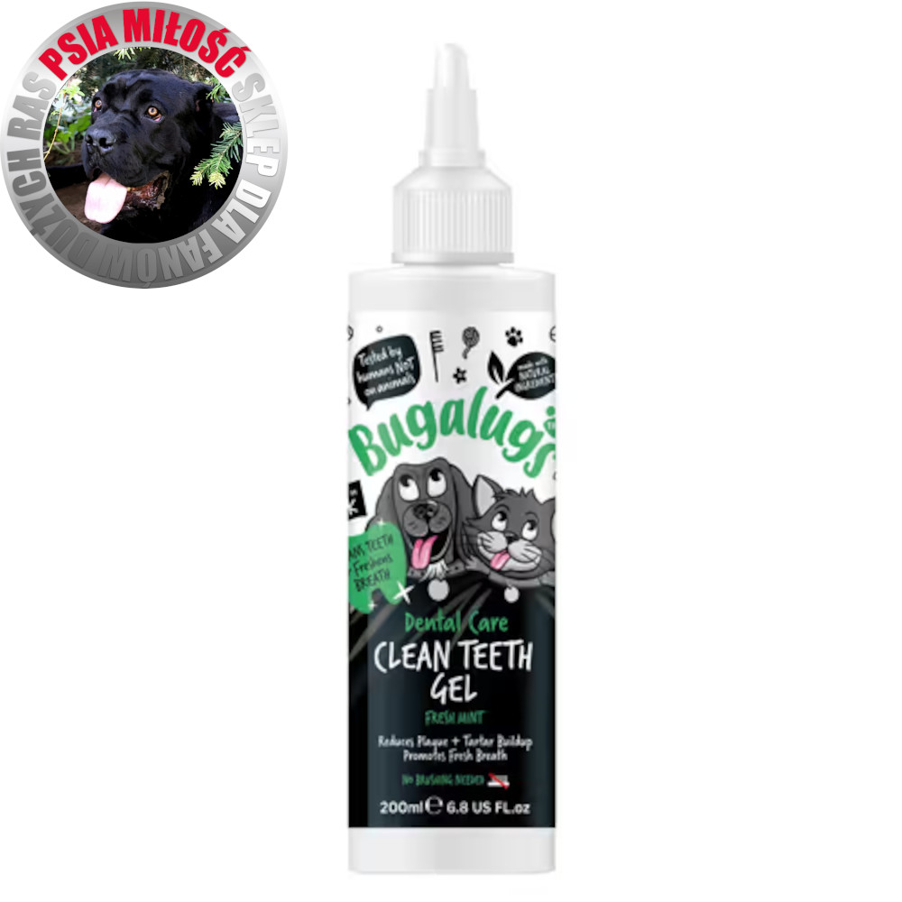 Bugalugs Dental Care Clean Teeth Gel 200ml - pasta do zębów dla psa i kota bez szczotkowania miętowy żel