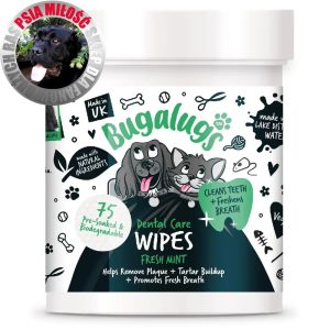 Bugalugs Dental Care Wipes 75szt - chusteczki do zębów dla psa i kota bez szczotkowania