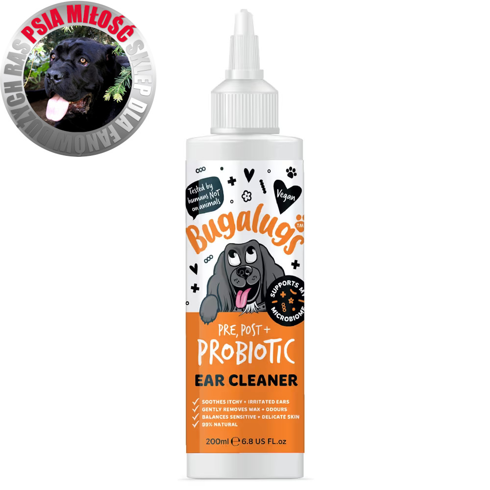 Bugalugs Pre, Post + Probiotic Ear Cleaner 200ml - probiotyczny płyn do czyszczenia uszu psa