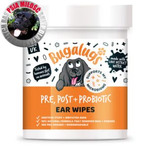Bugalugs Pre, Post + Probiotic Ear Wipes for Dogs 100szt. - probiotyczne waciki do czyszczenia uszu psa