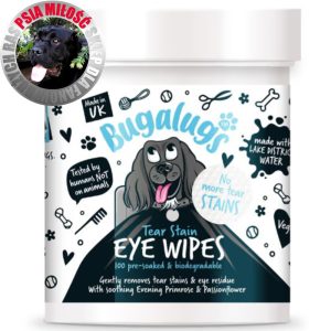 Bugalugs Tear Stain Eye Wipes 100szt - biodegradowalne waciki do czyszczenia okolic oczu psa